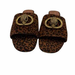 Kurt Geiger Leopard Print Sandals with Gold Accent